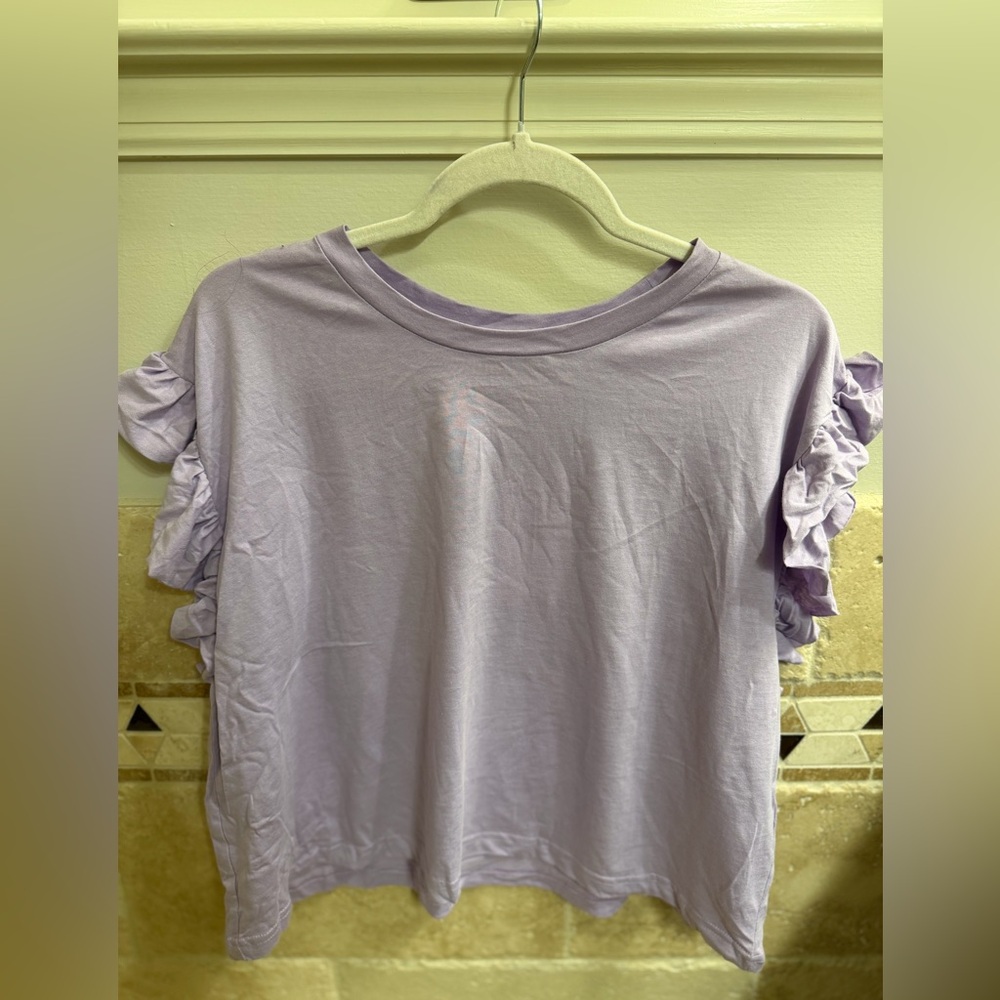 Zara Lavender Ruffle Sleeve Tee